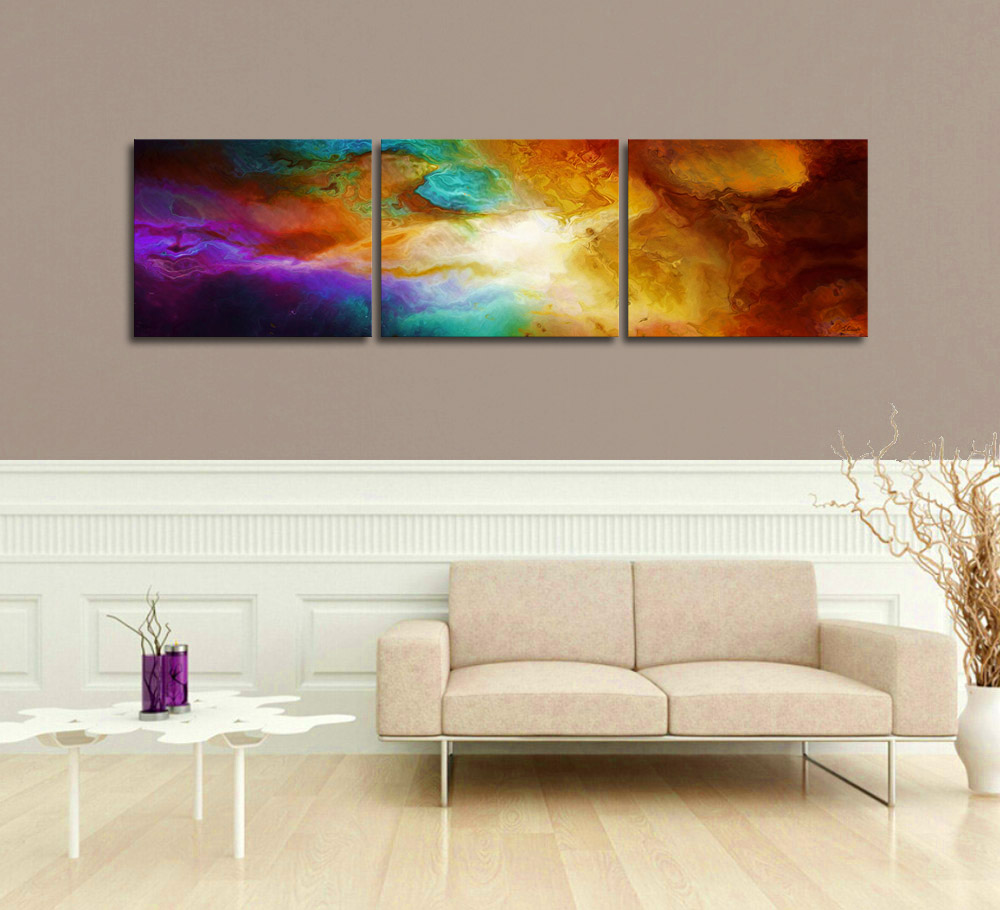 Large Abstract Art Triptych 3 Panel Canvas